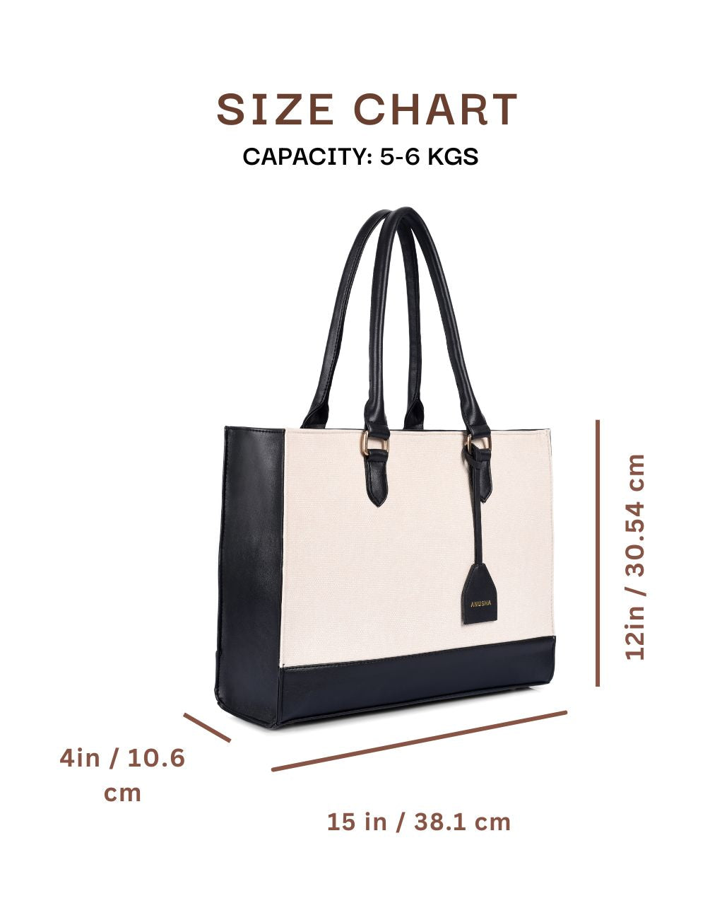 RACHEL TOTE BAG | MEDIUM | BLACK AND OFF WHITE