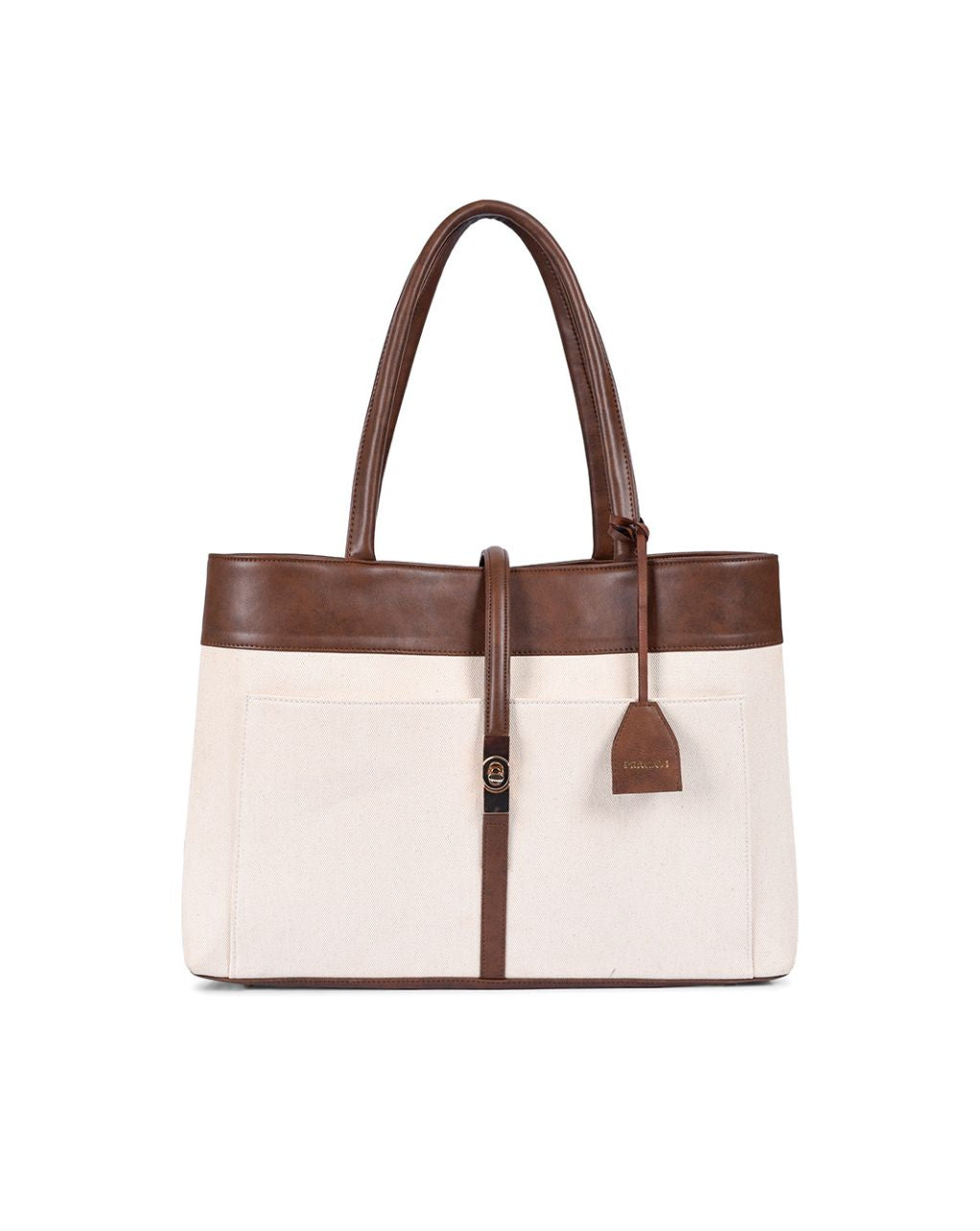 MINDY TOTE BAG | BROWN & BEIGE | LARGE