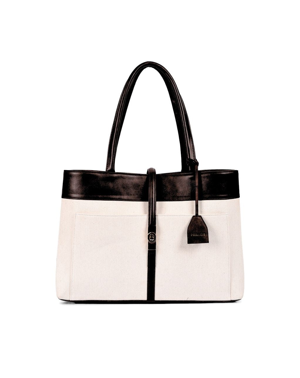 MINDY TOTE BAG | BEIGE & BLACK | LARGE