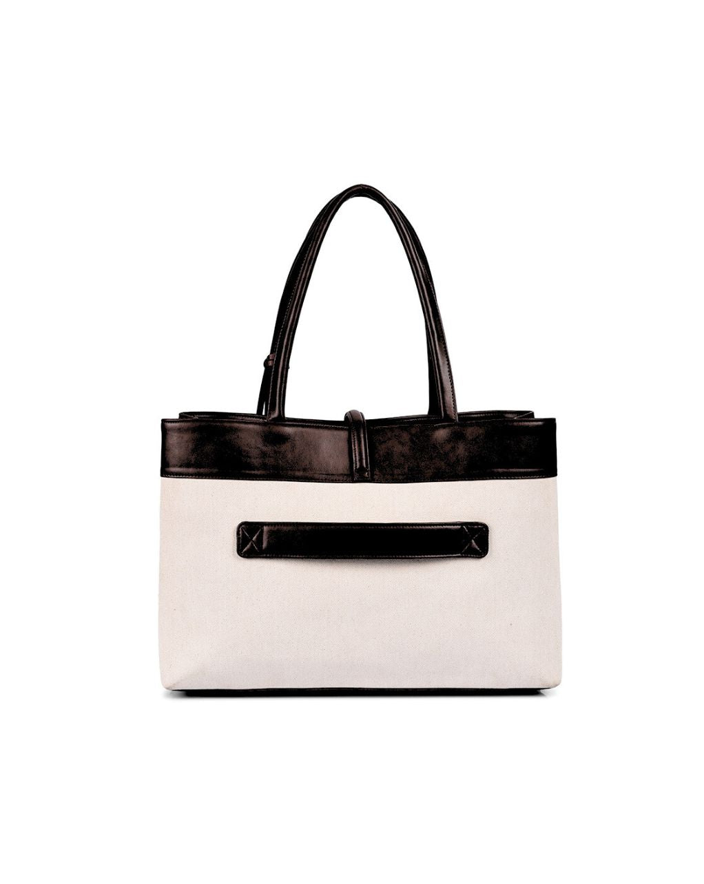 MINDY TOTE BAG | BEIGE & BLACK | LARGE