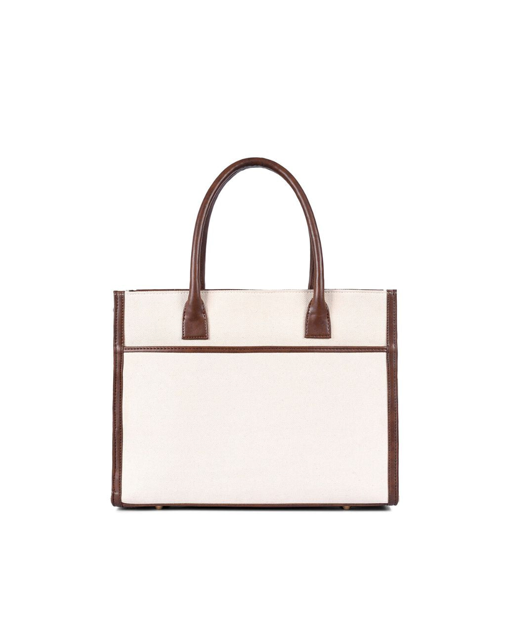 CANDICE CANVAS TOTE | BEIGE & BROWN | MEDIUM