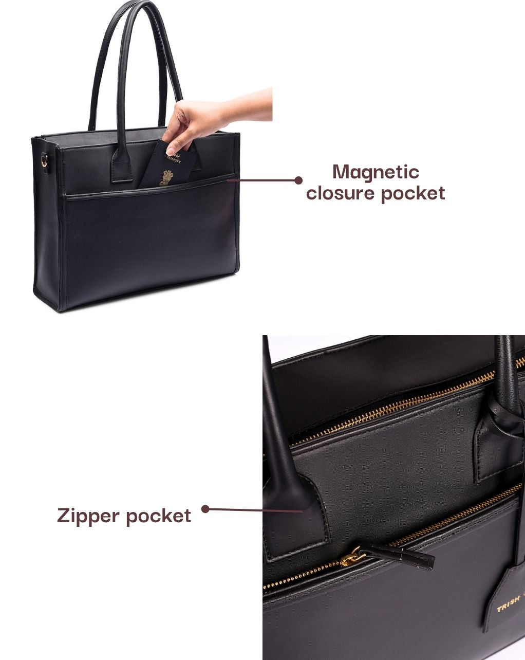 CANDICE LUXURY TOTE | ALL BLACK | LARGE