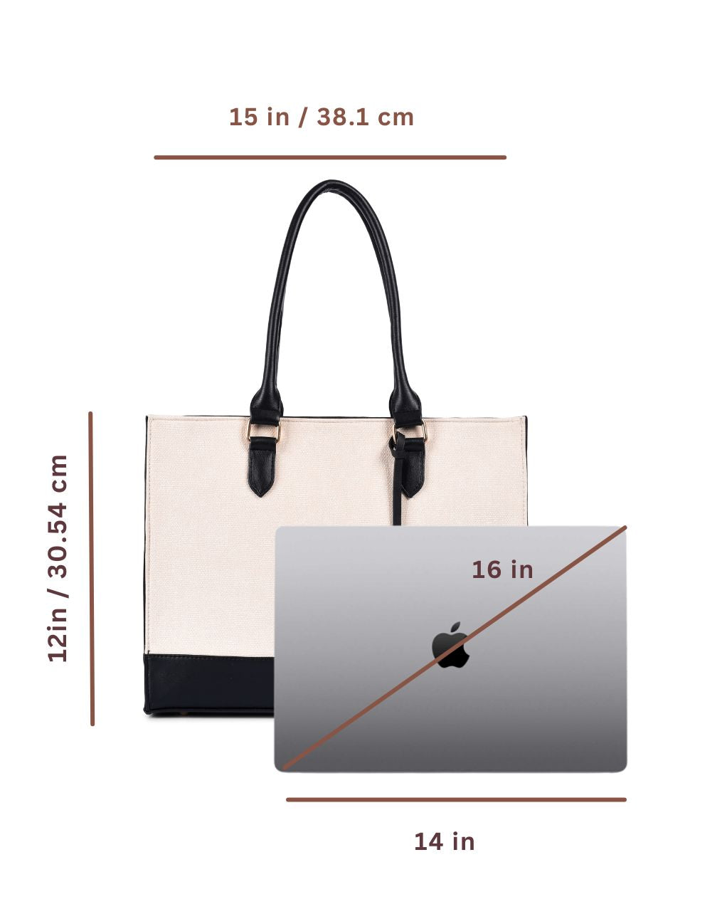 RACHEL TOTE BAG | MEDIUM | BLACK AND OFF WHITE