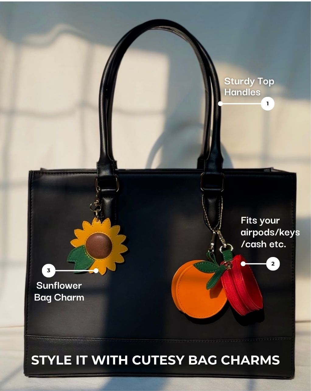 RACHEL TOTE BAG | ALL BLACK | LARGE