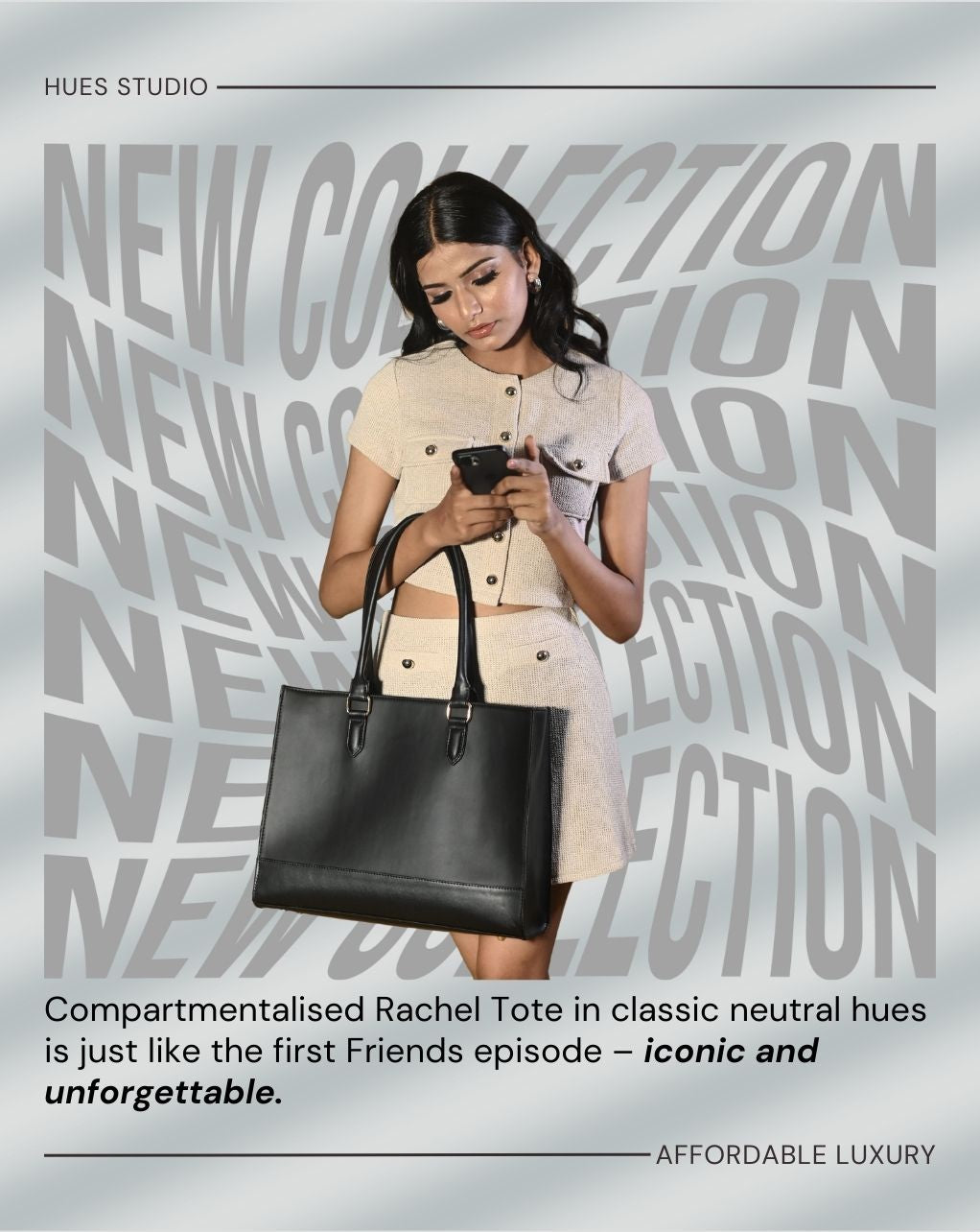 RACHEL TOTE BAG | ALL BLACK | MEDIUM
