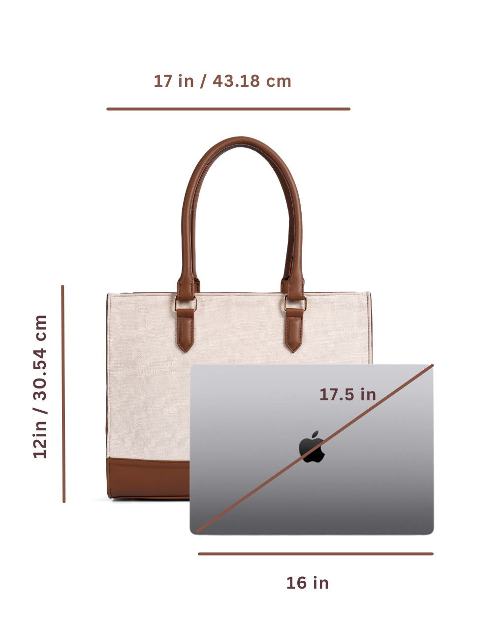 RACHEL TOTE BAG | BROWN & OFF WHITE | LARGE