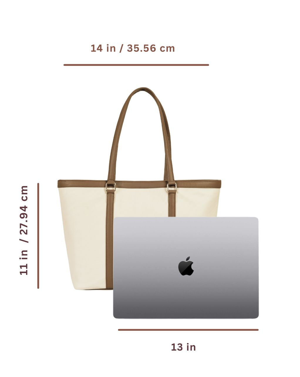 LAUREN TOTE BAG | BEIGE & BROWN | MEDIUM