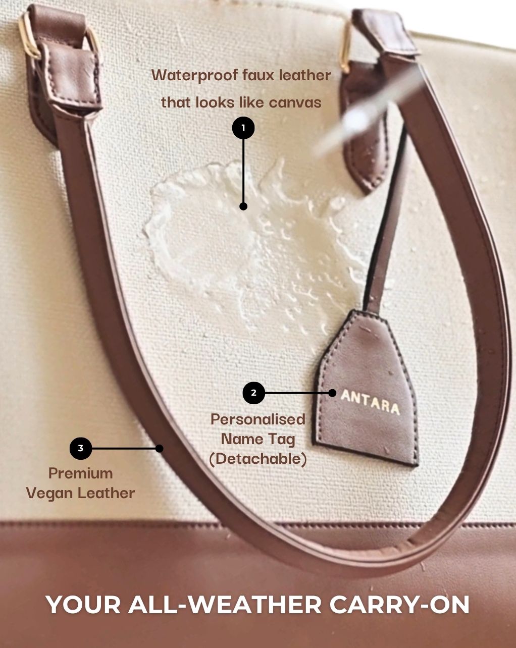 RACHEL TOTE BAG | BROWN & OFF WHITE | LARGE