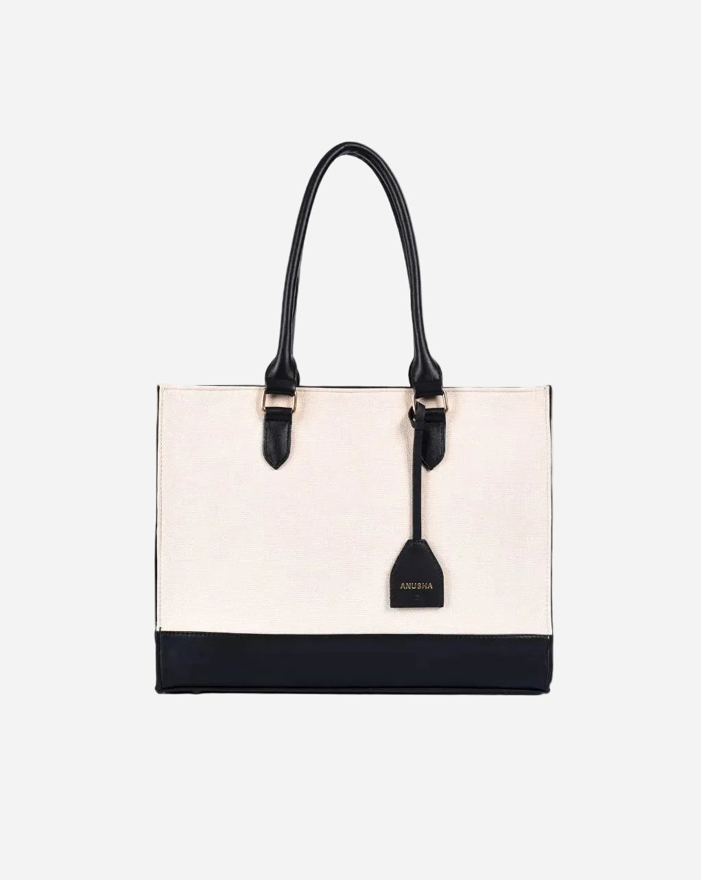 RACHEL TOTE BAG | BLACK & OFF WHITE | MEDIUM