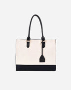 RACHEL TOTE BAG | BLACK & OFF WHITE | MEDIUM
