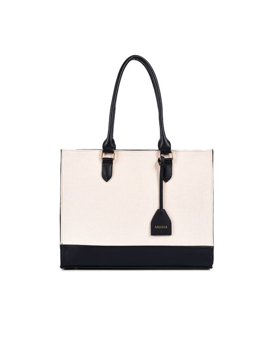 RACHEL TOTE BAG | MEDIUM | BLACK AND OFF WHITE