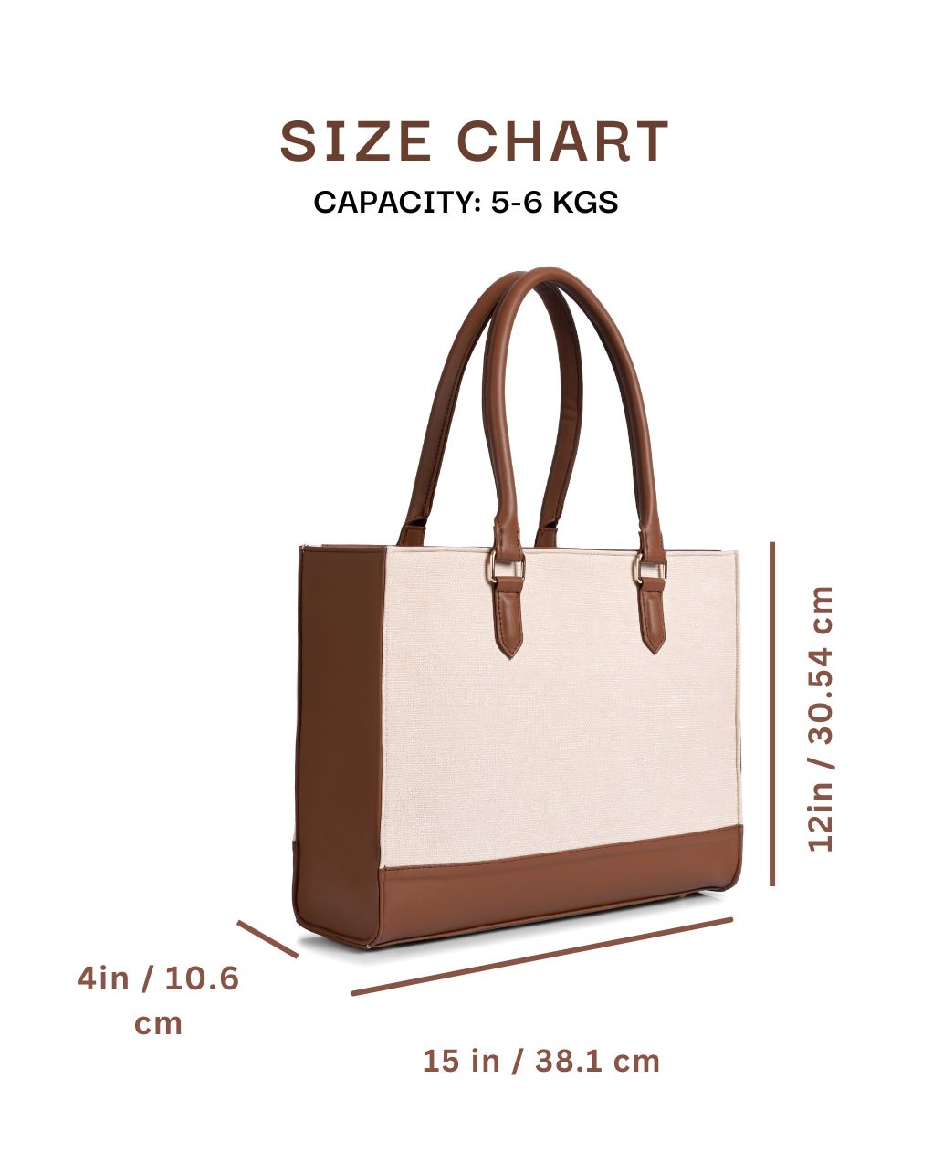 RACHEL TOTE BAG | BROWN AND OFF WHITE | MEDIUM