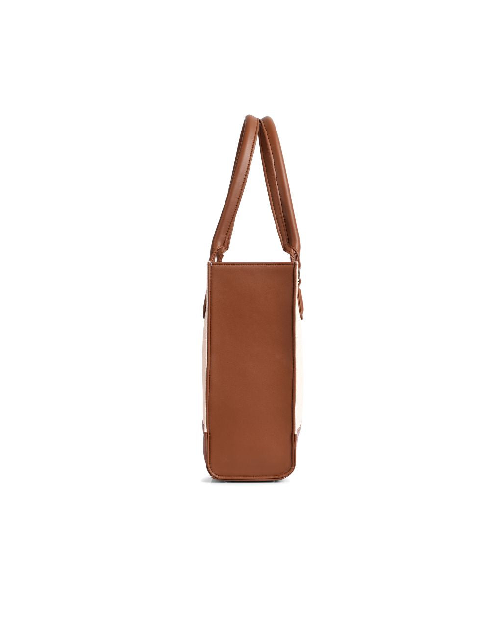 RACHEL TOTE BAG | BROWN AND OFF WHITE | MEDIUM
