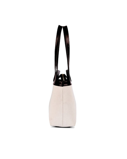 THE DAISY TOTE BAG | BEIGE & BLACK | MEDIUM