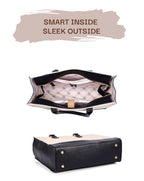 RACHEL TOTE BAG | BLACK & OFF WHITE | MEDIUM