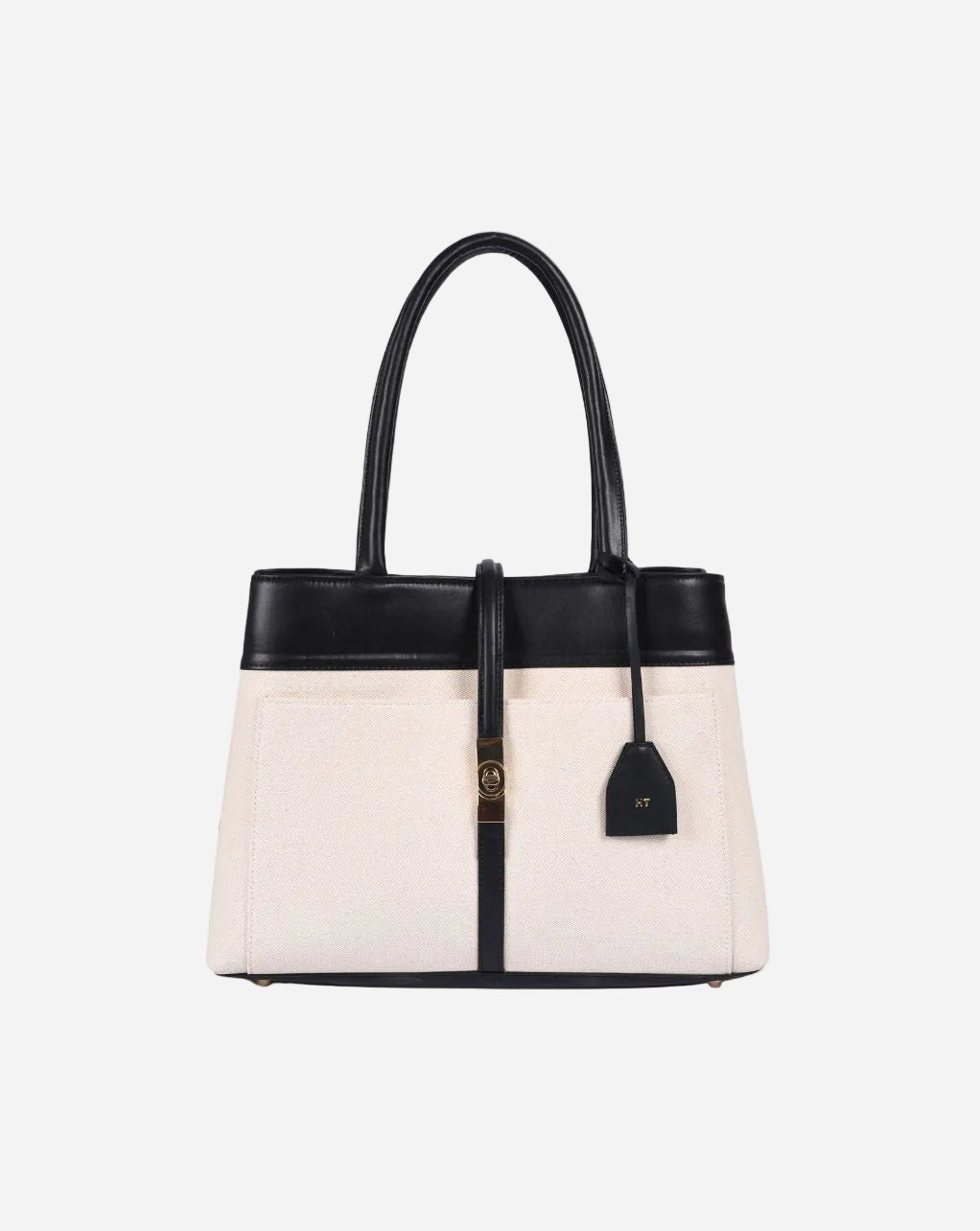 MINDY TOTE BAG | BEIGE & BLACK | MEDIUM
