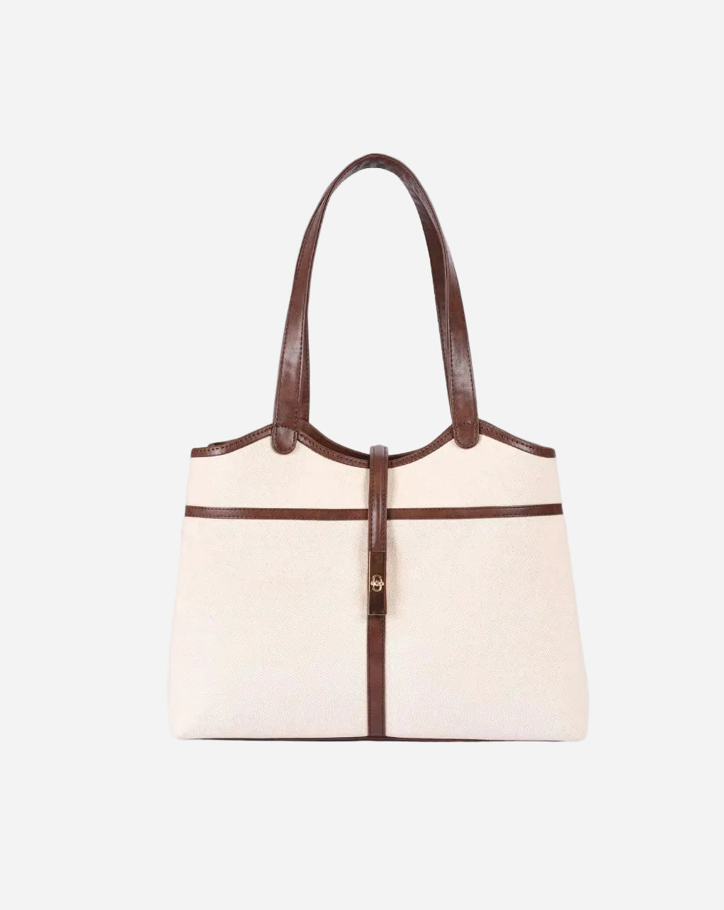 EMILY TOTE BAG | BEIGE & BROWN | MEDIUM