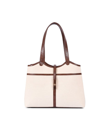 EMILY TOTE BAG | BEIGE & BROWN | MEDIUM