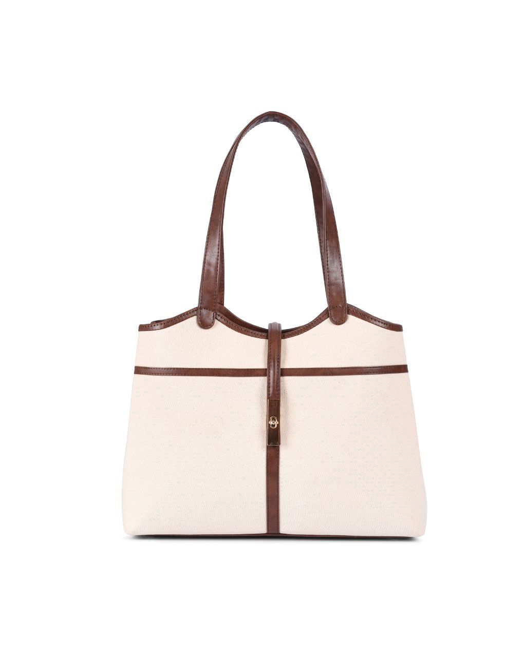 EMILY TOTE BAG | BEIGE & BROWN | MEDIUM