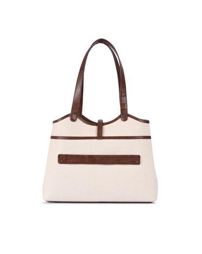 EMILY TOTE BAG | BEIGE & BROWN | MEDIUM