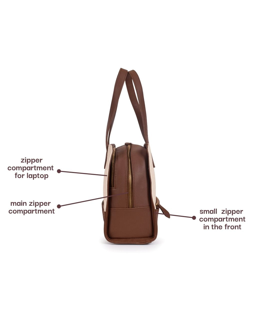 Duffle Tote Bag | Brown & Beige | Medium + 3 Free Gifts
