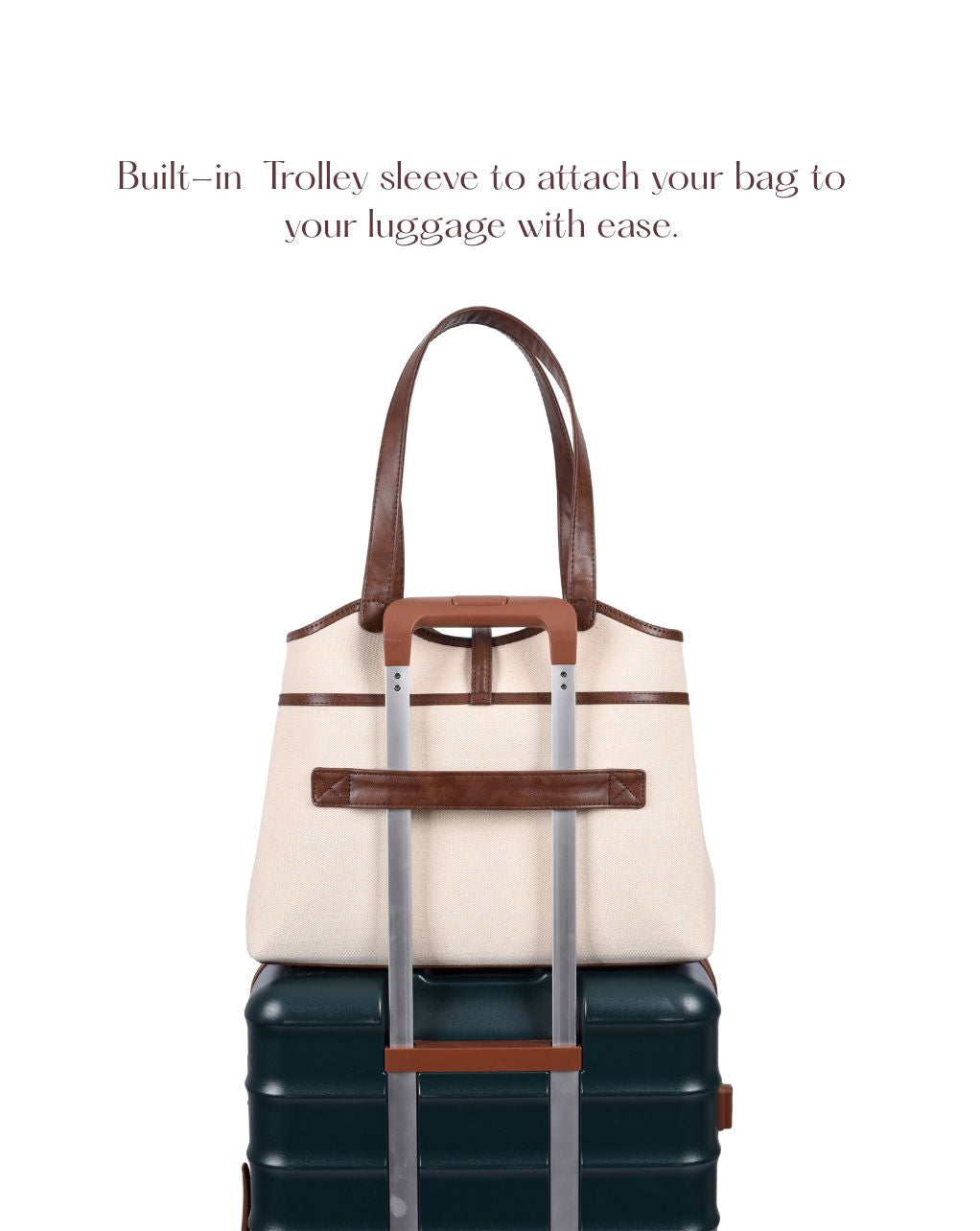 EMILY TOTE BAG | BEIGE & BROWN | MEDIUM