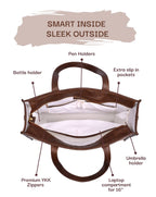 HAZEL MULTIPLE COMPARTMENTS TOTE | BROWN | LARGE