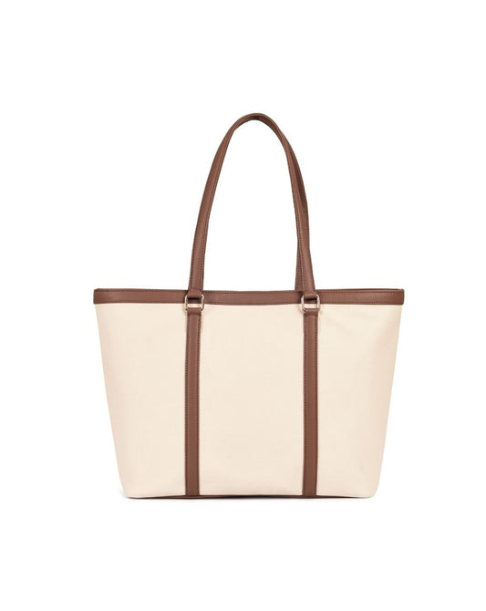 LAUREN TOTE BAG | BEIGE & BROWN | MEDIUM