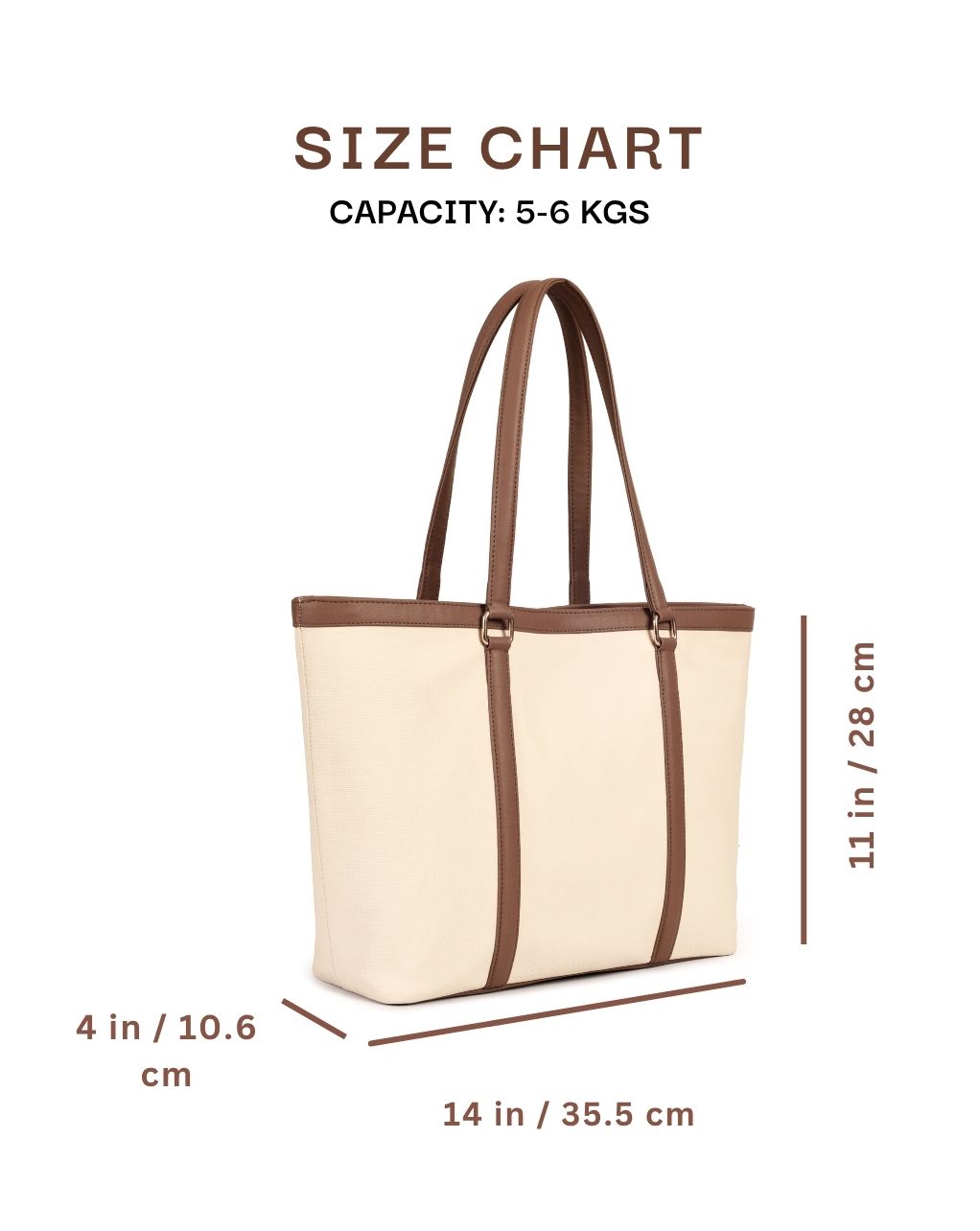 LAUREN TOTE BAG | BEIGE & BROWN | MEDIUM