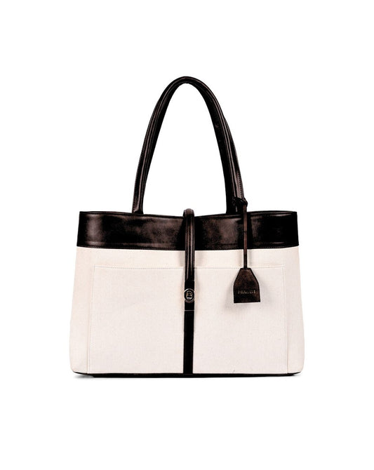 MINDY TOTE BAG | BEIGE & BLACK | LARGE