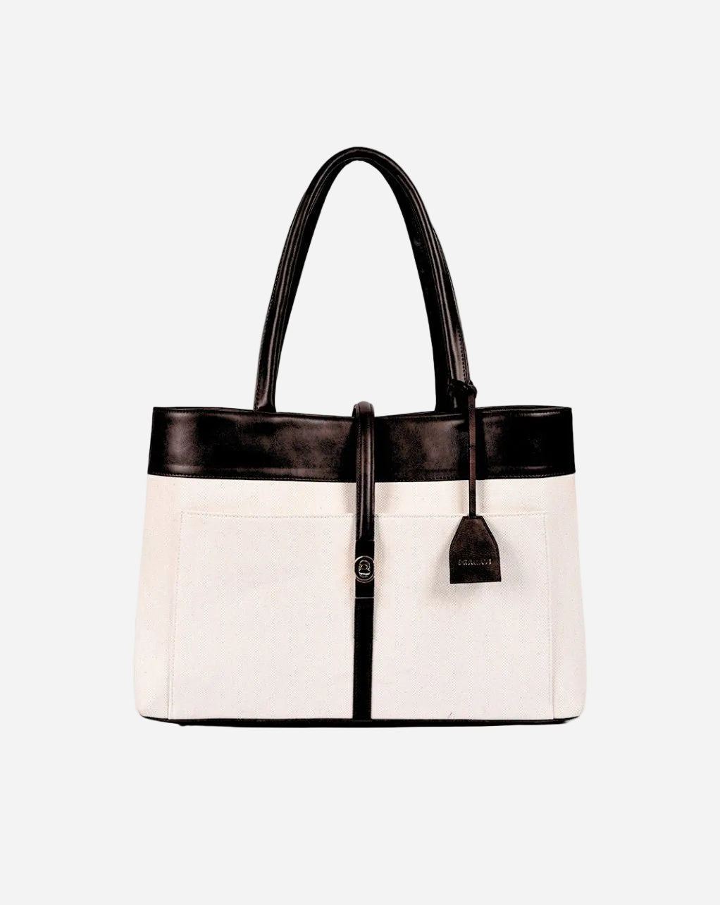 Mindy Tote Bag | Beige & Black | Large