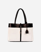 Mindy Tote Bag | Beige & Black | Large