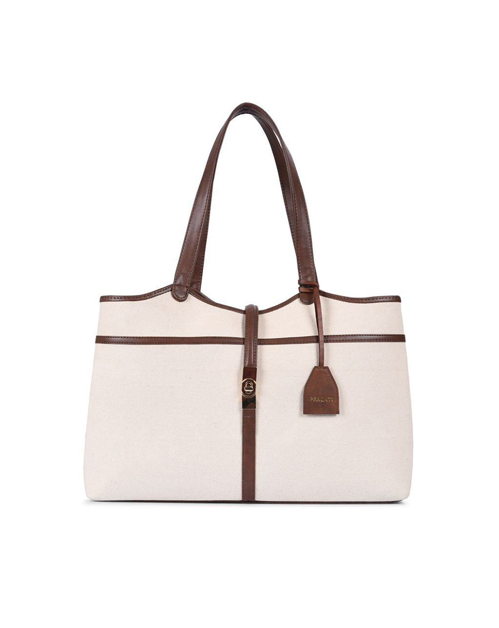 EMILY TOTE BAG | BEIGE & BROWN | LARGE