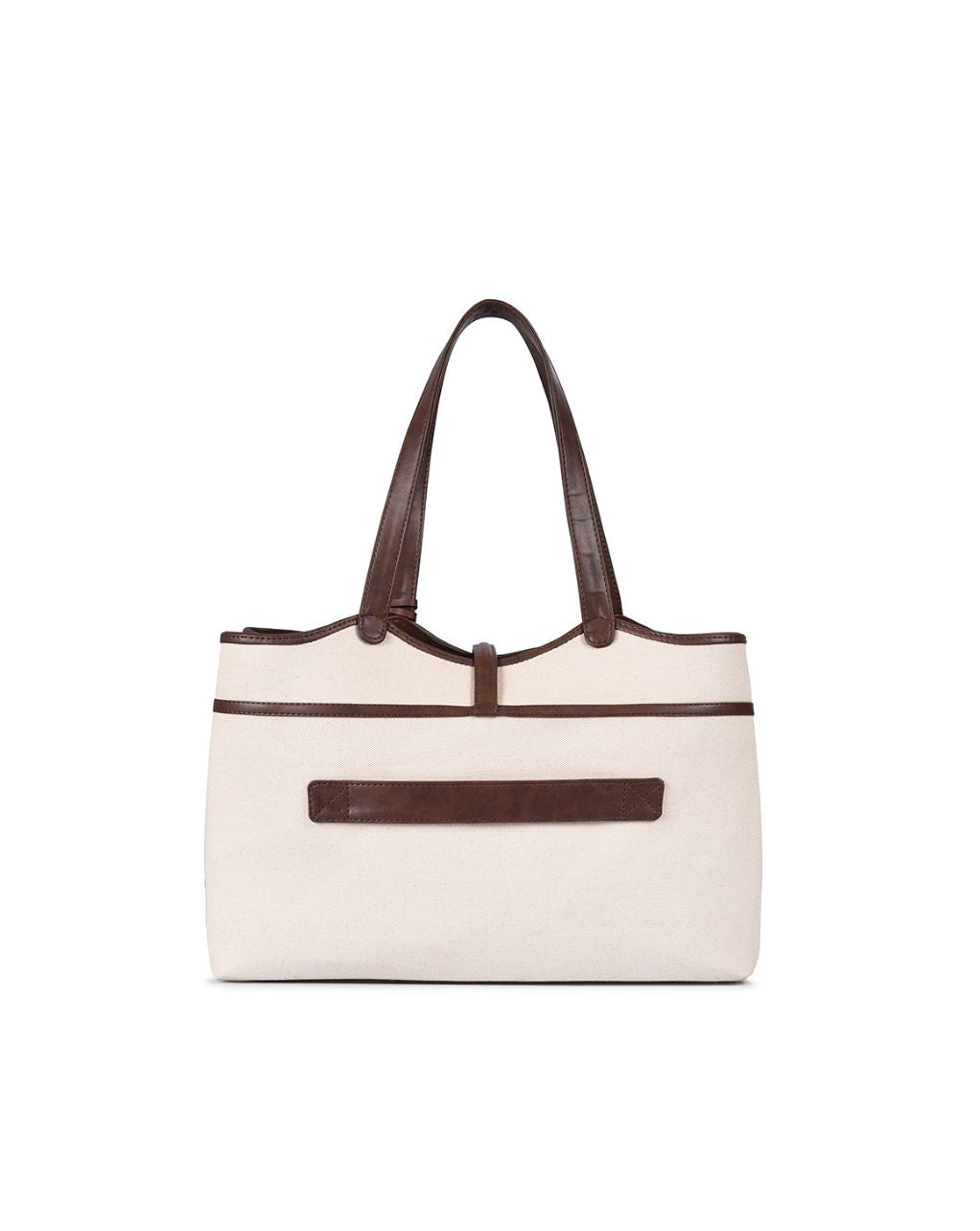 EMILY TOTE BAG | BEIGE & BROWN | LARGE