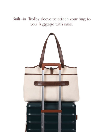EMILY TOTE BAG | BEIGE & BROWN | LARGE
