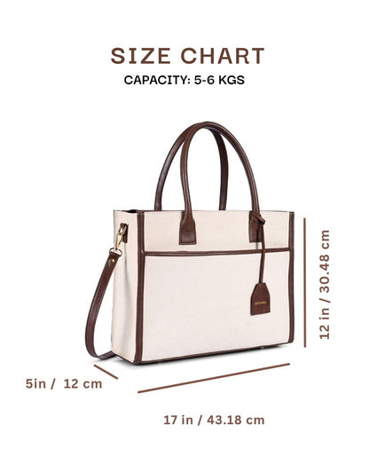 CANDICE CANVAS TOTE | BEIGE & BROWN | LARGE