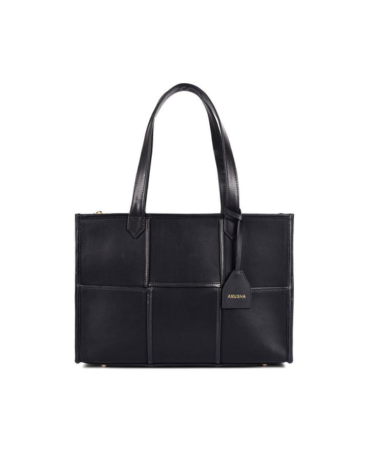 ACE FAUX LEATHER TOTE | ALL BLACK | MEDIUM