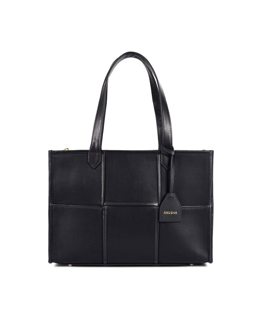 ACE FAUX LEATHER TOTE | ALL BLACK | LARGE