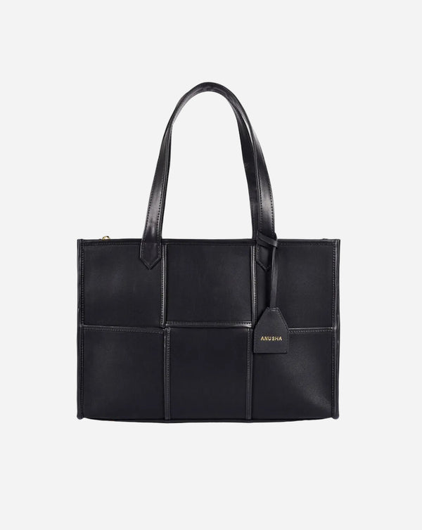ACE FAUX LEATHER TOTE | ALL BLACK | LARGE