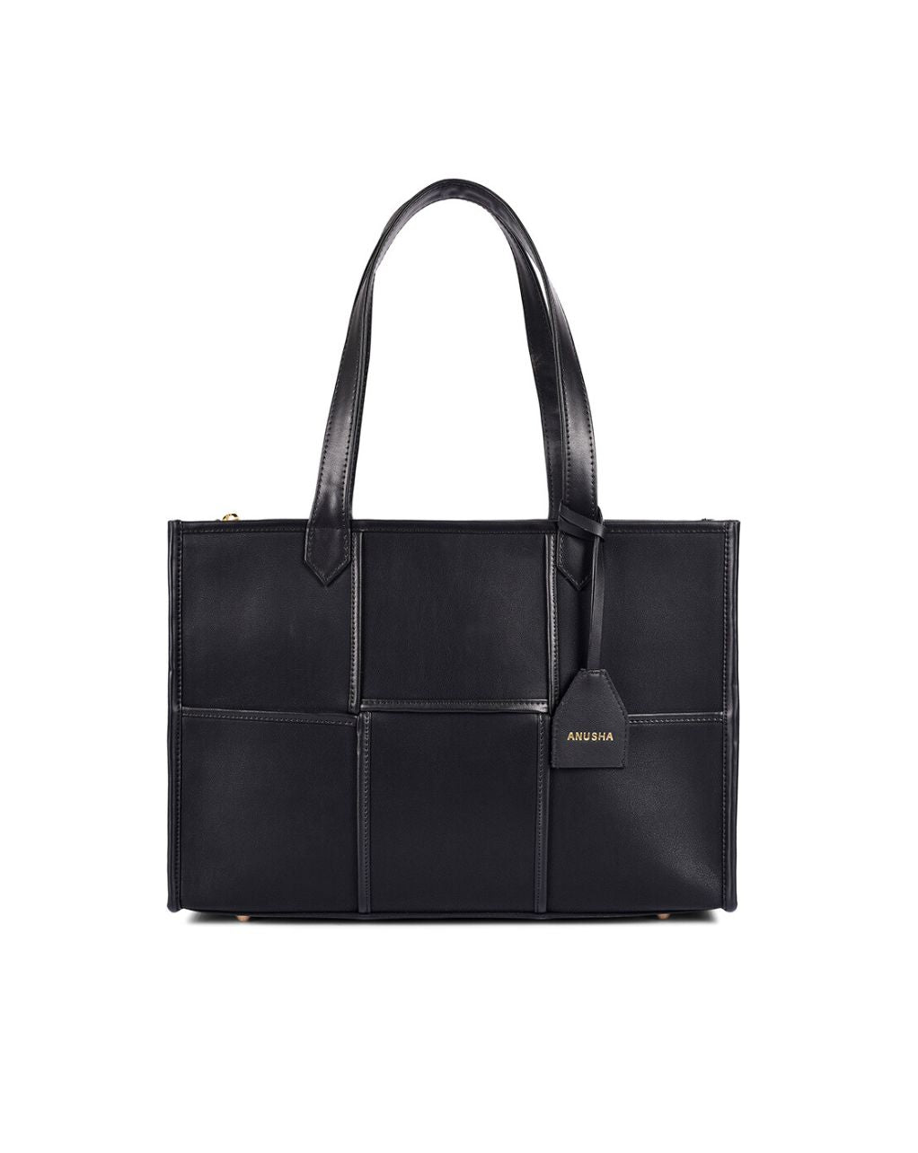 ACE FAUX LEATHER TOTE | ALL BLACK | LARGE – HUES STUDIO