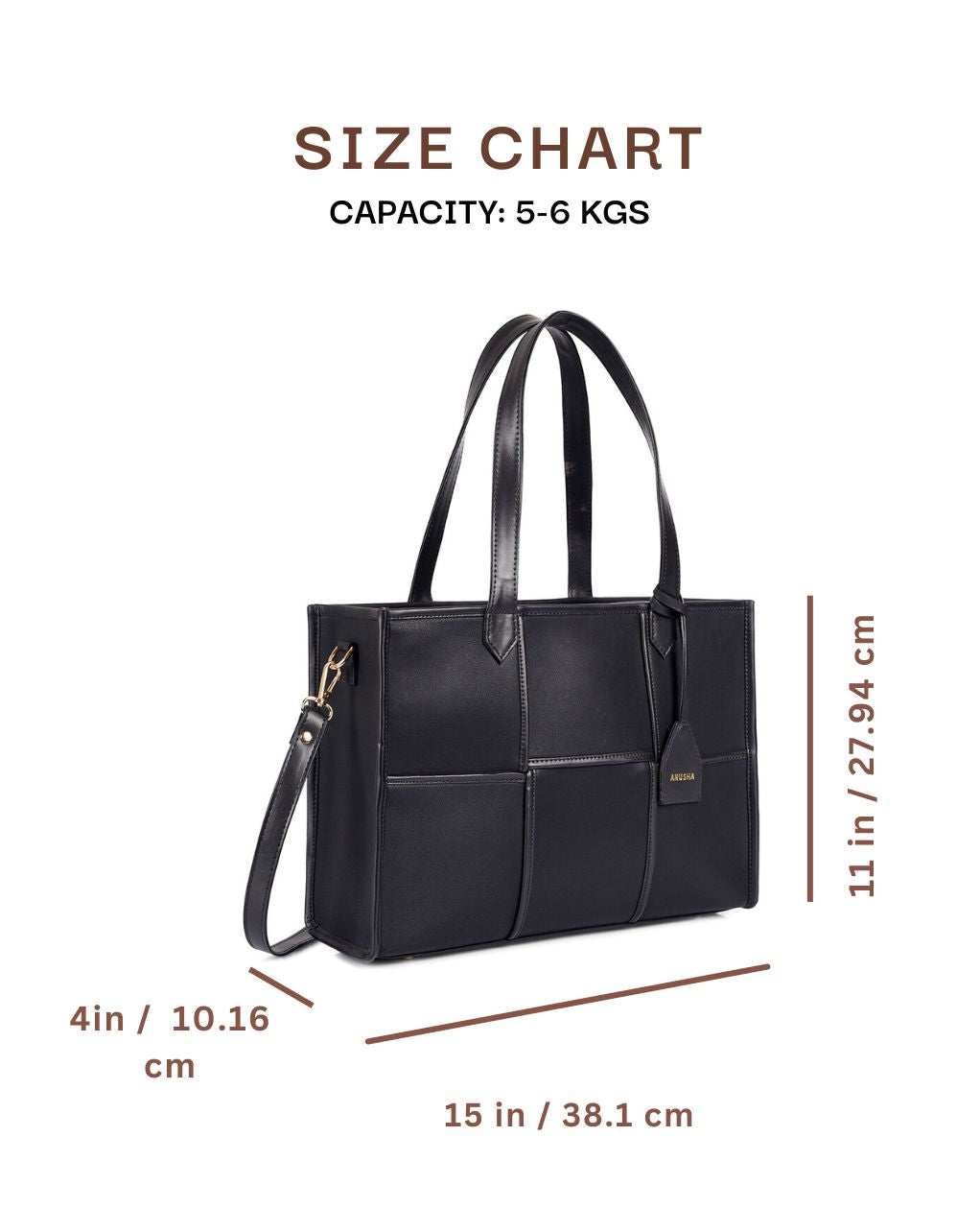 ACE FAUX LEATHER TOTE | ALL BLACK | MEDIUM