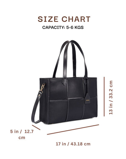ACE FAUX LEATHER TOTE | ALL BLACK | LARGE