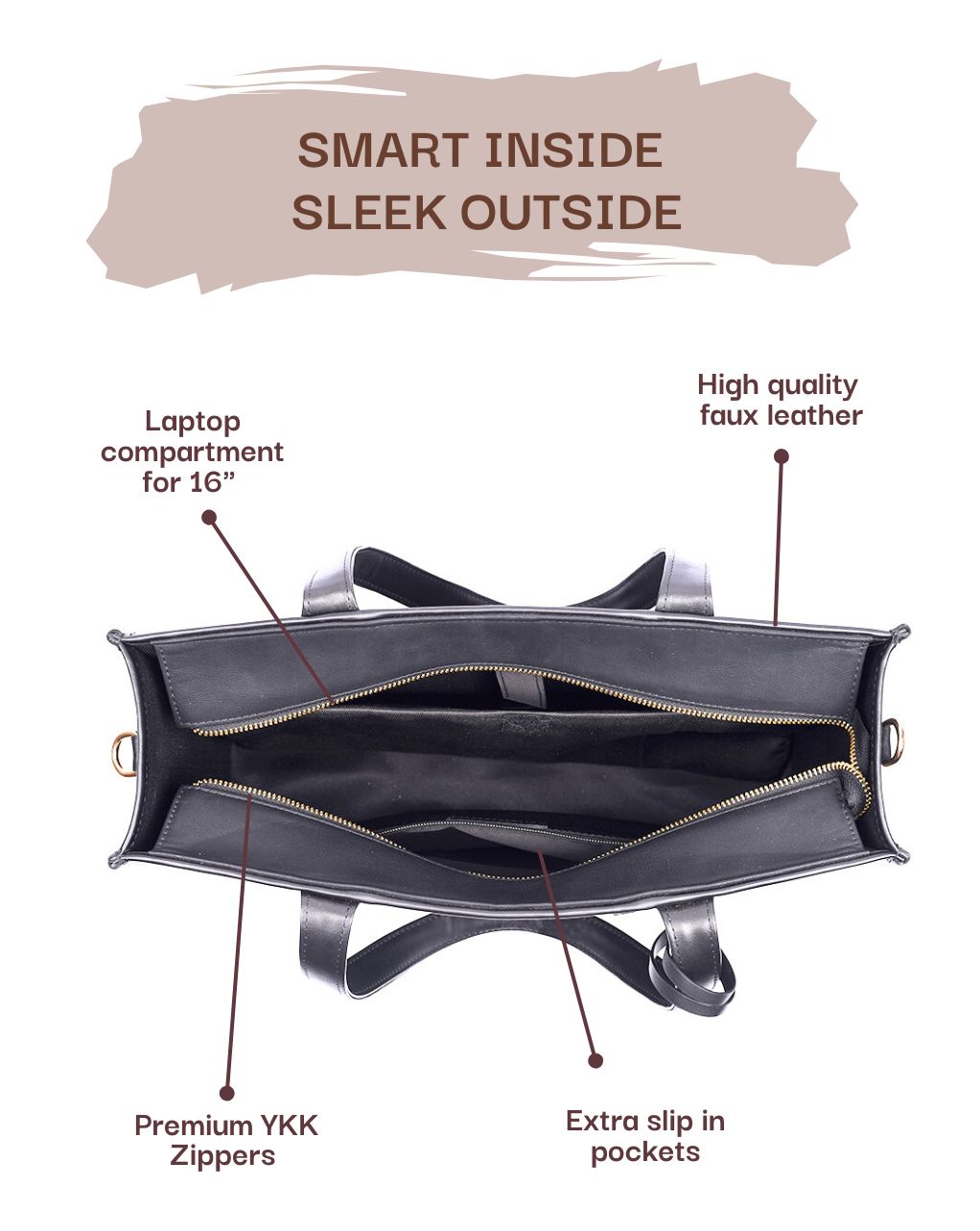 ACE FAUX LEATHER TOTE | ALL BLACK | LARGE