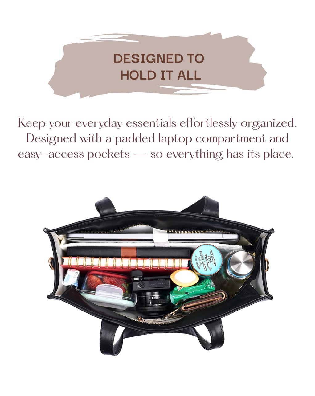 ACE FAUX LEATHER TOTE | ALL BLACK | LARGE