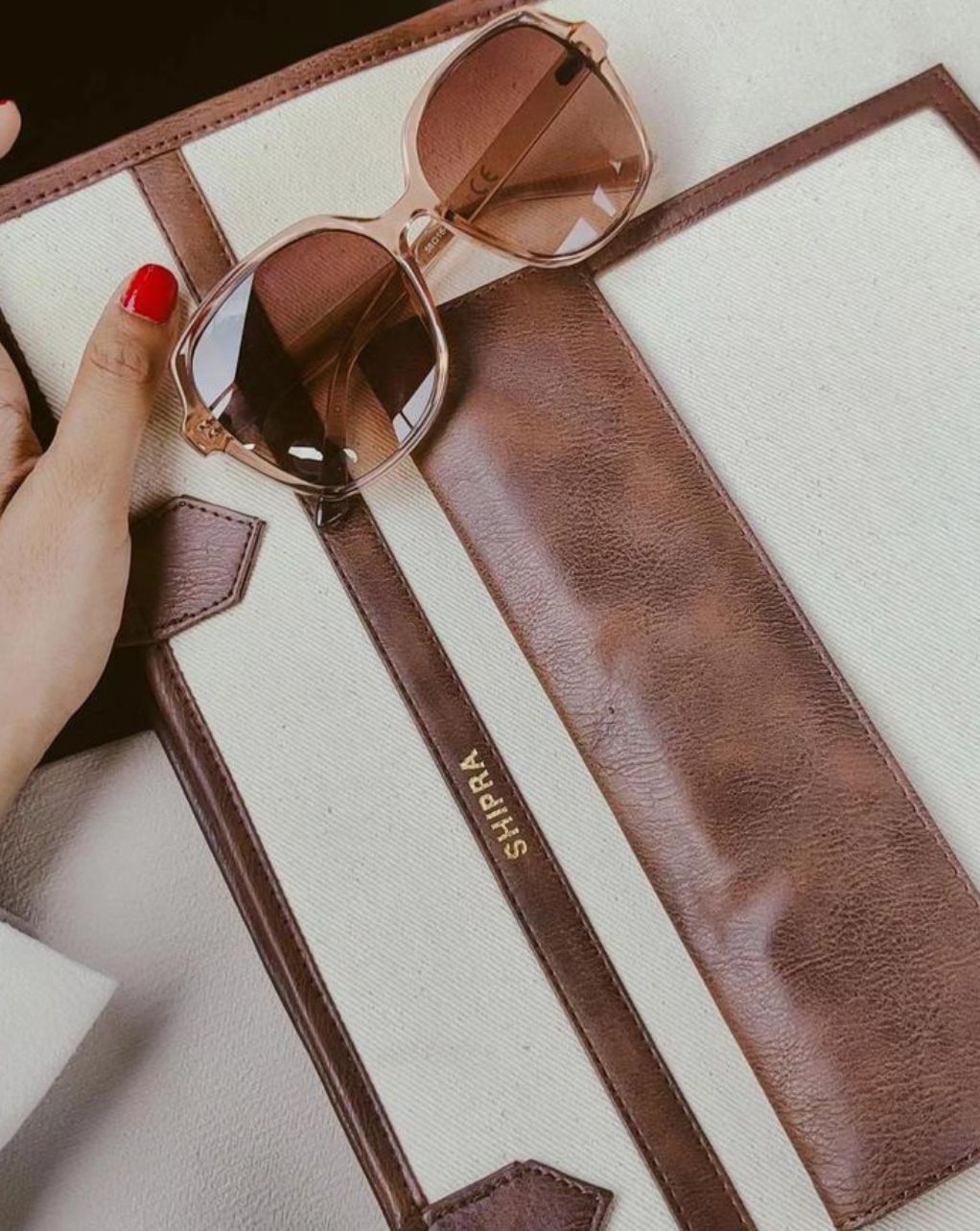 HAZEL MULTIPLE COMPARTMENTS TOTE | BROWN | LARGE