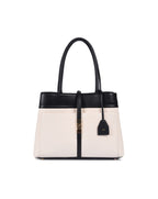 Mindy Medium Tote Bag in Black and Beige with personalised name tag