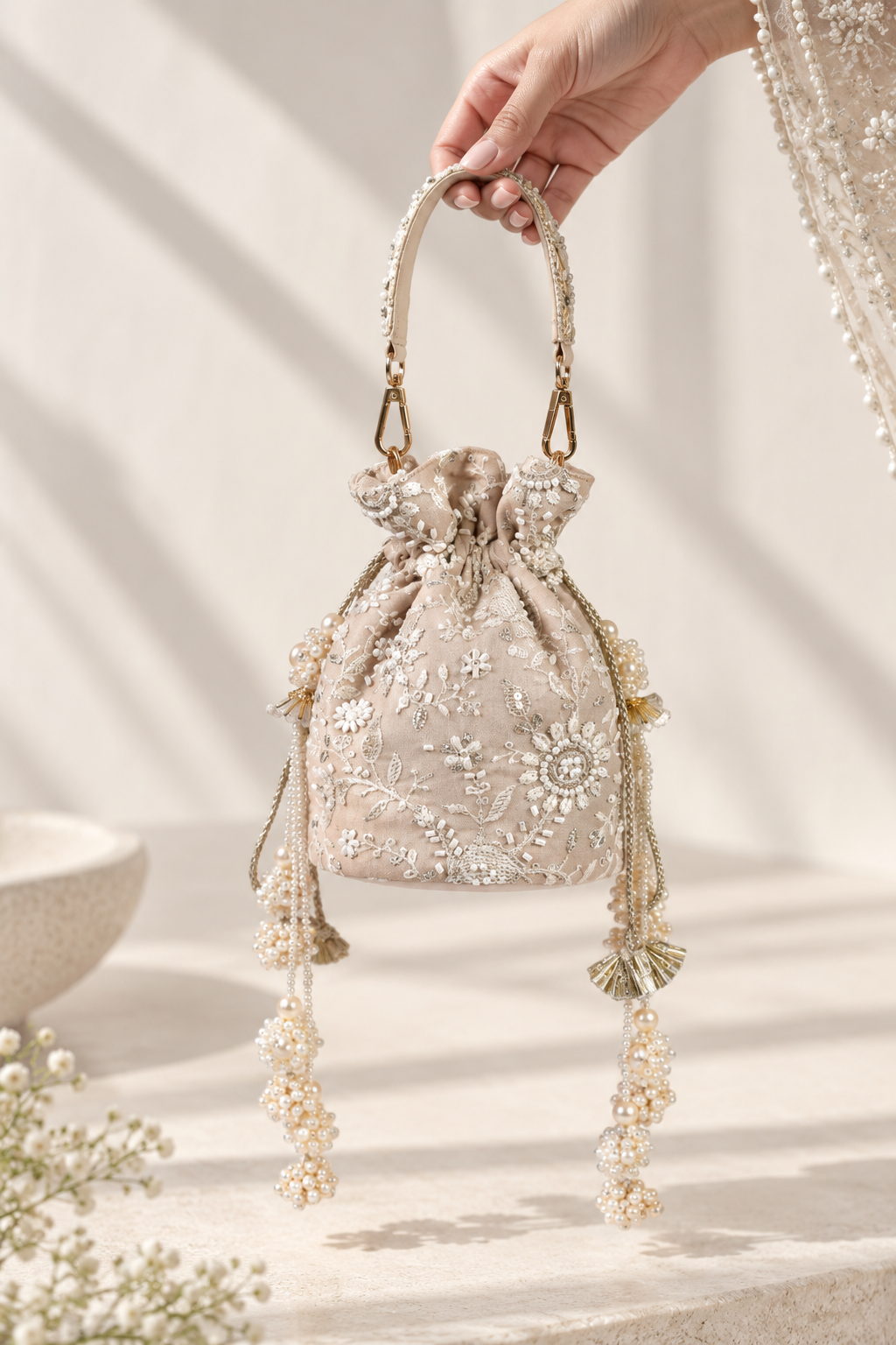 Beige Pearl Potli