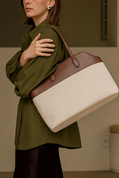 THE DAISY TOTE BAG | BEIGE & BROWN | MEDIUM