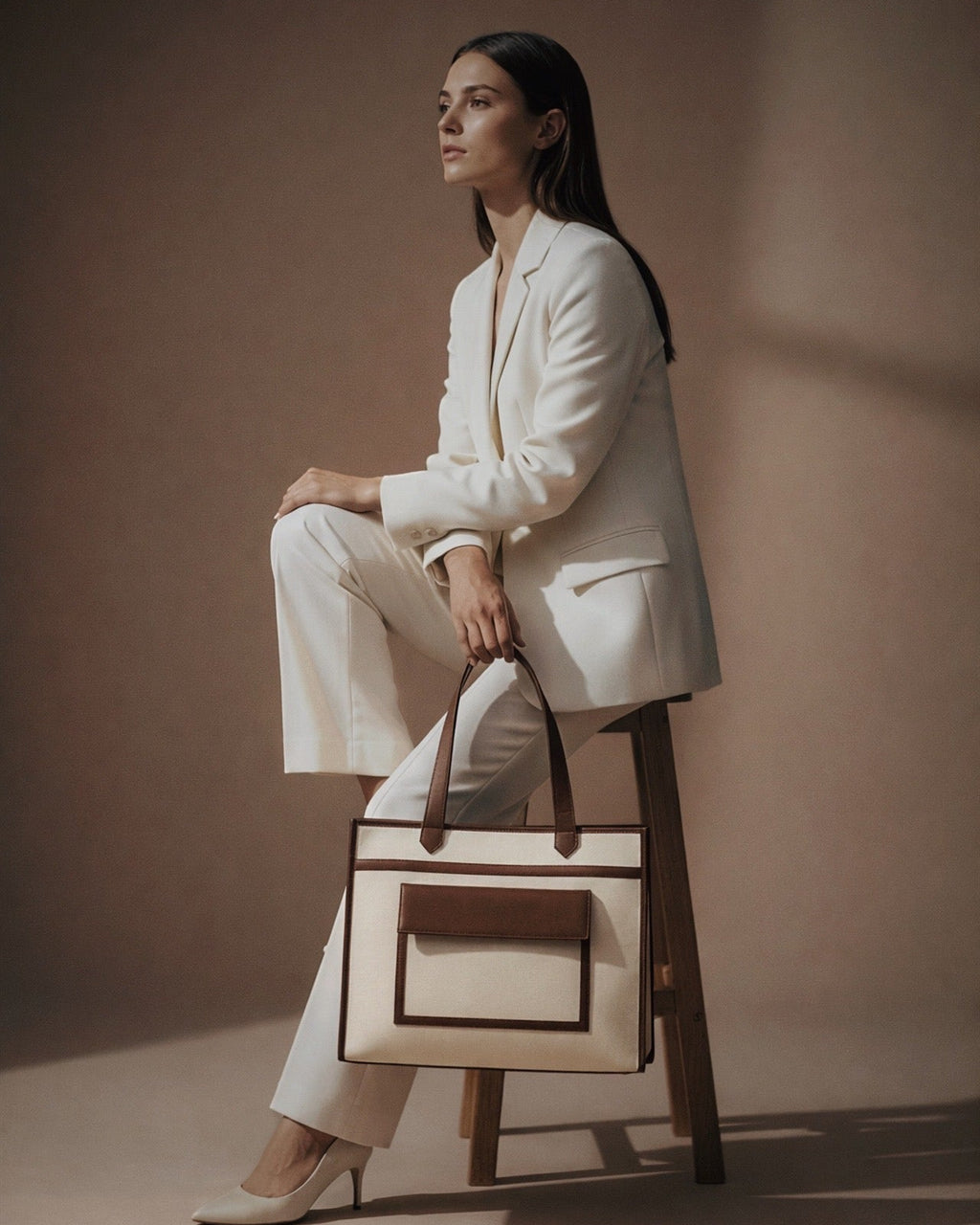 HAZEL MULTIPLE COMPARTMENTS TOTE | BROWN | MEDIUM