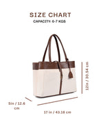 Mindy large brown tote side view with dimensions
